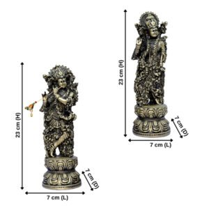Antique Radha-Krishna for Home Decor (Copper) Polyresin – 9 Inch - Image 3