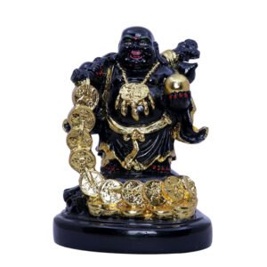 Black Laughing Buddha Statue for Wealth & Luck - Image 3