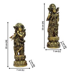 Antique Radha-Krishna for Home Decor (Golden) Polyresin – 9 Inch - Image 3