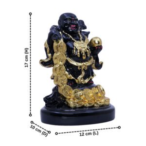 Black Laughing Buddha Statue for Wealth & Luck - Image 2
