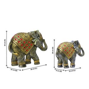 Antique Elephant Set Showpiece for Home Decor (Set of 2) - 12 Inch