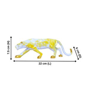 Jaguar Showpiece for Home Decor (Yellow & White) Polyresin – 3 Inch - Image 3