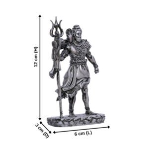 Lord Shiva Idol Statue Especially for Car Dashboard (Silver) Polyresin - 5 Inch - Image 3