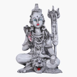 Lord Shiva Idol Showpiece for Home Decor (Black & White) Polyresin – 7.5 Inch - Image 2