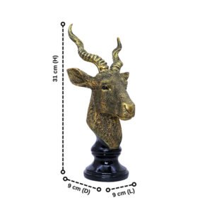 Antique Deer Face Showpiece for Home Decor (Golden & Black) Polyresin- 12 Inch - Image 3