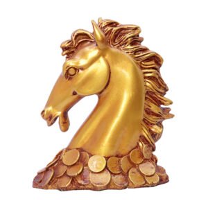 Antique Horse Face Showpiece for Home Decor (Golden) Polyresin - 7 Inch