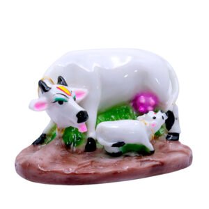 Cow & Calf Showpiece for Home Decor (White) Marble – 3 Inch - Image 2