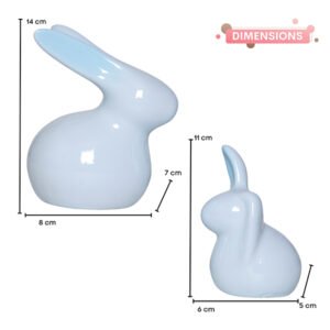 Rabbit Showpiece Set of 2 for Home Decor (Light Blue) Polyresin – 5.5 Inch - Image 3
