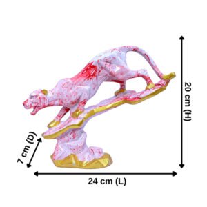 Tree Jaguar Showpiece for Home Decor (Red & White) Polyresin – 8 Inch - Image 3