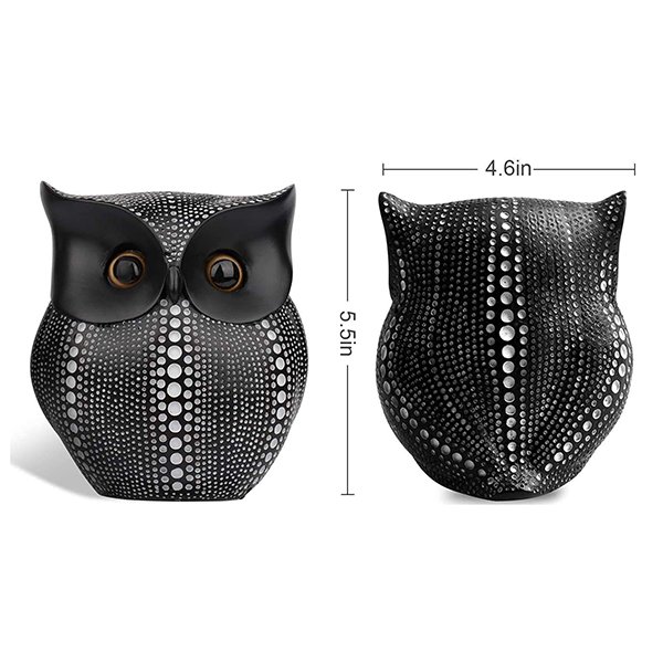 Antique Owl Showpiece for Home Decor (Black) Polyresin – 6 Inch