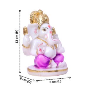 Lord Ganesha Idol Showpiece for Home Decor (Golden Foil) Marble – 5 Inch - Image 3