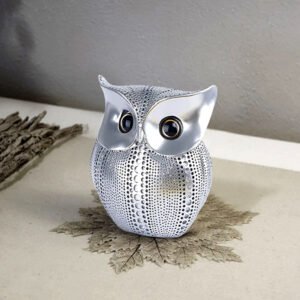 Antique Owl Showpiece for Home Decor (Silver) Polyresin – 6 Inch