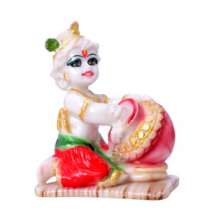 Makhan Chor Idol Showpiece for Home Decor (Golden Foil) Marble – 4 Inch - Image 2