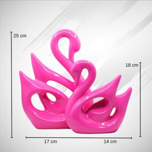 Lucky Swan Couple Showpiece for Home Decor (Pink) Polyresin – 10 Inch - Image 3