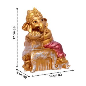 Sofa Ganesha Idol Showpiece for Home Decor (Golden) Polyresin – 7 Inch - Image 3
