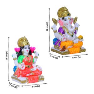 Laxmi-Ganesh Idol Showpiece for Home Decor (Multicolor) Marble – 5.5 Inch - Image 3