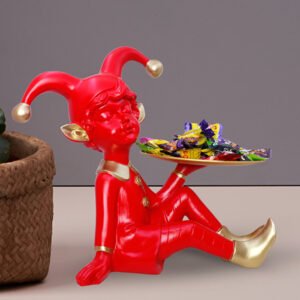 10.5-Inch Red Jester Figurine Candy & Snack Holder - Image 1