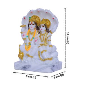 Vishnu & Laxmi Idol Showpiece (White) Marble - 6 Inch