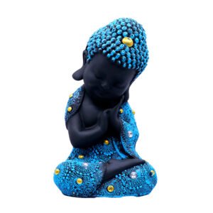 Baby Monk Buddha  Showpiece for Home Decor (Black & Blue) Polyresin – 8 Inch - Image 2