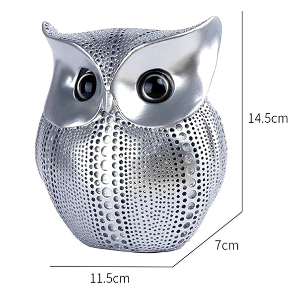 Antique Owl Showpiece for Home Decor (Silver) Polyresin – 6 Inch