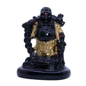Black & Gold Laughing Buddha Idol for Prosperity