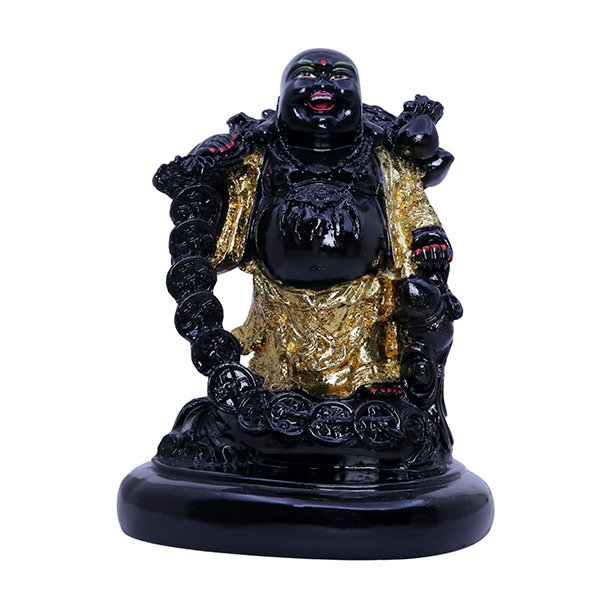 Black & Gold Laughing Buddha Idol for Prosperity