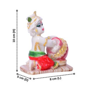 Makhan Chor Idol Showpiece for Home Decor (Golden Foil) Marble – 4 Inch - Image 3