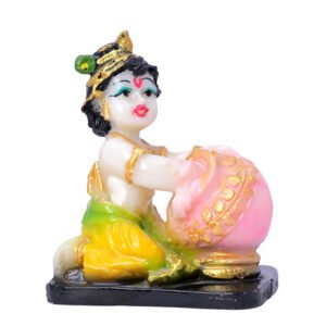 Makhan Chor Idol Showpiece for Home Decor (Golden Foil) Marble – 4 Inch - Image 2