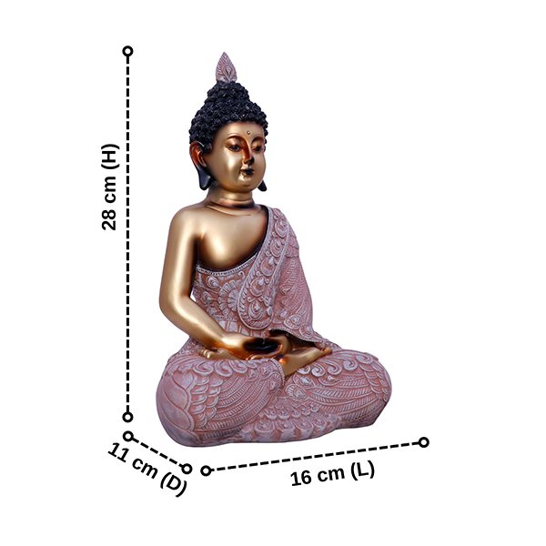 Elegant Rose Gold Meditating Buddha Statue - 28cm