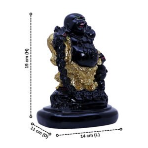 Black & Gold Laughing Buddha Idol for Prosperity