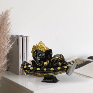 Sleeping Ganesha Idol Showpiece for Home Decor (Black) Polyresin - 4 Inch - Image 1