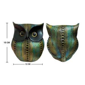 Antique Owl Showpiece for Home Decor (Multicolor) Polyresin – 6 Inch