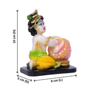 Makhan Chor Idol Showpiece for Home Decor (Golden Foil) Marble – 4 Inch - Image 3