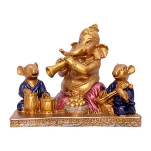 Musician Ganesha Idol Showpiece for Home Decor (Golden) Polyresin – 5.5 Inch - Image 2