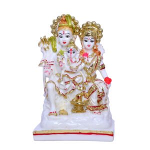 Shiv Parivar Idol Showpiece for Home Decor (Golden Foil) Marble – 6 Inch