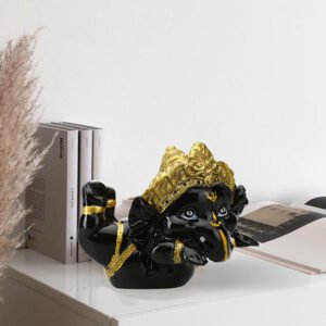 Flying Ganesha Idol Showpiece for Home Decor (Black) Polyresin - 3 Inch - Image 1