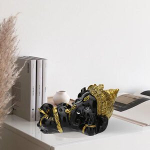 Sleeping Ganesha Idol Showpiece for Home Decor (Black) Polyresin - 4 Inch - Image 1