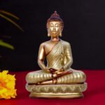 Golden Meditating Buddha Statue – Decorative Resin Sculpture for Home, Office, and Spiritual Spaces (L-17cm,B-12cm,H-25cm)