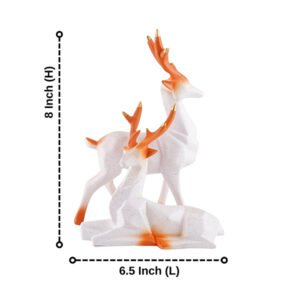 White Deer Couple Showpiece – 8 Inch Resin Decor - Image 3