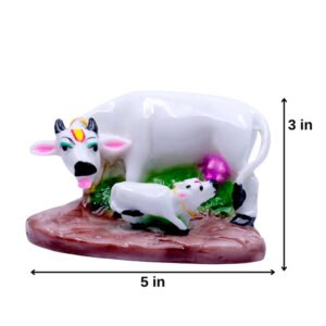 Cow & Calf Showpiece for Home Decor (White) Marble – 3 Inch - Image 3
