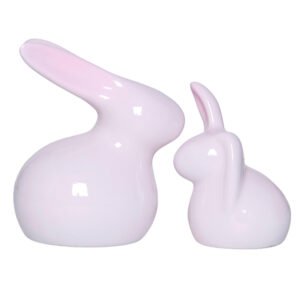 Rabbit Showpiece Set of 2 for Home Decor (Light Pink) Polyresin – 5.5 Inch - Image 2