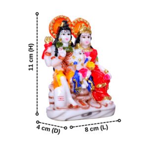Shiva Parvati with Baby Ganesha Idol – Multicolor Resin Statue (11 cm H) for Home Temple & Décor - Image 3