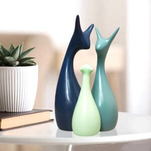 Lucky Deer Family Showpiece for Home Decor (Multicolor) Polyresin – 10 Inch - Image 1