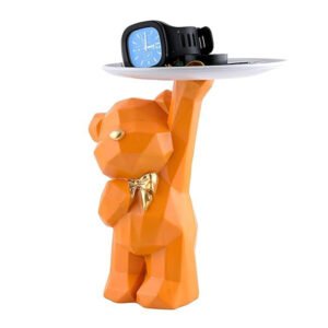 8-Inch Geometric Bear Tray Holder – Modern Resin Decorative Sculpture