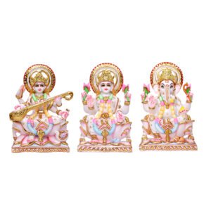 Lord Ganesha Idol Showpiece for Home Decor (White) Marble – 9 Inch - Image 2