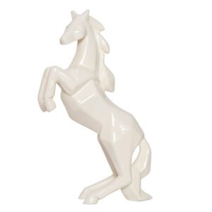 Hand Lifting Horse Showpiece for Home Decor (Light Yellow) Polyresin – 10.5 Inch
