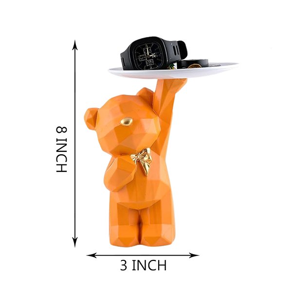 8-Inch Geometric Bear Tray Holder – Modern Resin Decorative Sculpture