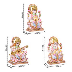 Lord Ganesha Idol Showpiece for Home Decor (White) Marble – 9 Inch - Image 3