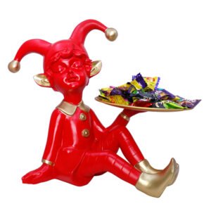 10.5-Inch Red Jester Figurine Candy & Snack Holder - Image 3