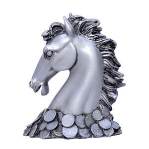 Antique Horse Face Showpiece for Home Decor (Silver) Polyresin - 7 Inch